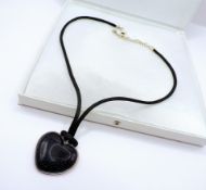 Sterling Silver Blue Goldstone Heart Pendant Necklace New With Gift Pouch