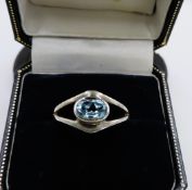 Sterling Silver Blue Topaz Ring New With Gift Pouch