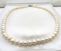 Cultured Pearl Necklace Silver Clasp New With Gift Pouch