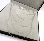 Sterling Silver 5 Strand Diamond Cut Waterfall Chain Necklace New With Gift Box