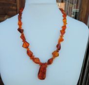 Vintage 25 inch Chunky Organic Amber Necklace With Gift Box