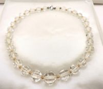 Art Deco Chunky Facet Cut Rock Crystal Necklace Circa 1930's