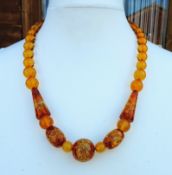 Vintage 26 inch Chunky Amber Beaded Necklace With Gift Box