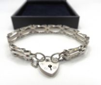 Vintage Sterling Silver Gate Bracelet With Gift Pouch