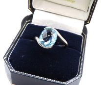 Sterling Silver 3.5 CT Blue Topaz Ring New With Gift Pouch