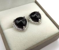 Sterling Silver Whitby Jet Heart Earrings New With Gift Pouch