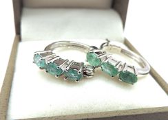 Emerald Earrings In Sterling Silver New With Gift Box