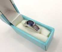 Sterling Silver Sapphire Gemstone Ring New With Gift Box