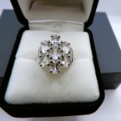 Sterling Silver 4 Carat White Sapphire Ring New With Gift Pouch