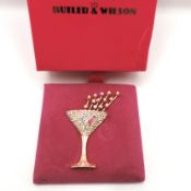Butler & Wilson Champagne Glass Brooch New With Gift Box