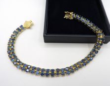 Gold On Sterling Silver 21.5 Carat Sapphire Bracelet New With Gift Box