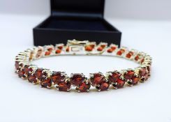 Sterling Silver 35 Carat Red Topaz Gemstone Bracelet New With Gift Box
