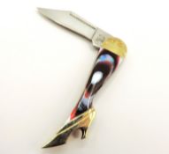 Steel Warrior Red Swirl Mother of Pearl Pocket Knife