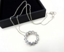 Sterling Silver Gemstone Circle of Life Pendant Necklace New With Gift Pouch