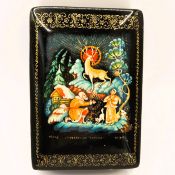 Vintage Russian Hand Painted Lacquer Box Fairy Tale Scene Artist Signed