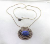 Silver Lapis Lazuli Pendant Necklace With Gift Pouch