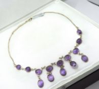 Sterling Silver Amethyst Necklace New With Gift Box