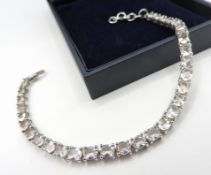 Sterling Silver 13.5 Carat Morganite Gemstone Tennis Bracelet New With Gift Box