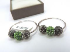 Sterling Silver Shamballa Hoop Earrings New With Gift Pouch