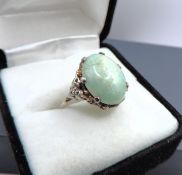 Artisan Sterling Silver Cabochon Amazonite Ring With Gift Pouch