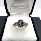 Sterling Silver Mystic Topaz Ring New With Gift Pouch