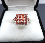 Sterling Silver 4.8 Carat Orange Sapphire Ring New With Gift Pouch