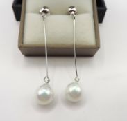 Sterling Silver Pearl Drop Earrings New With Gift Pouch