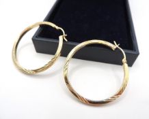 Gold On Sterling Silver Hoop Earrings New With Gift Pouch