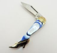 Steel Warrior Blue Swirl Mother of Pearl Pocket Knife