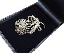 Vintage Sterling Silver Floral Bouquet Brooch With Gift Box
