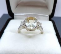 Sterling Silver 3.2 Carat Lemon Citrine Ring New With Gift Box