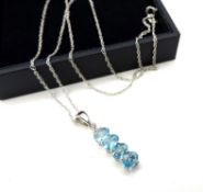 Sterling Silver 2 Carat Topaz Necklace New With Gift Pouch
