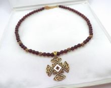 Garnet Bead Necklace With Gift Box