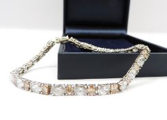 Sterling Silver CZ Gemstone Tennis Bracelet With Gift Box