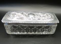 Antique Sterling Silver Cut Glass Vanity Box Birmingham 1903