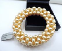 Champagne Cultured Pearl Bracelet New With Gift Box RRP £146