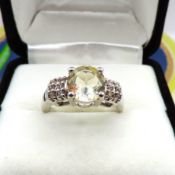 Sterling Silver 2 Carat Citrine Ring New With Gift Pouch