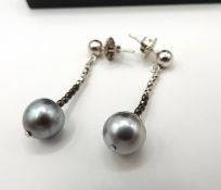 Sterling Silver Cultured Pearl Earrings New With Gift Pouch