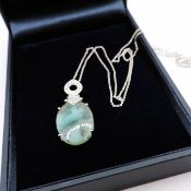 Sterling Silver Amazonite & Topaz Pendant Necklace New With Gift Pouch