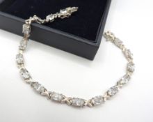 Sterling Silver 14ct CZ Gemstone Bracelet New With Gift Box