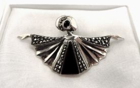 Vintage Art Deco Style Sterling Silver Brooch