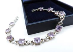Sterling Silver 22 Carat Rose De France Amethyst Bracelet