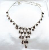 Sterling Silver Smokey Quartz Chandelier Necklace New With Gift Box