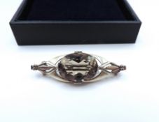 Vintage Sterling Silver 8 Carat Smokey Quartz Brooch