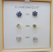 Sterling Silver 6ct Diamonique Earrings Set New With Gift Box
