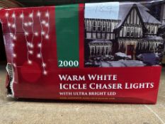 2000 Warm White Icicle Chaser Lights RRP £60 - Grade U