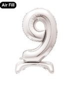 Giant Standing 30″ Foil Balloon – Silver – Number 9