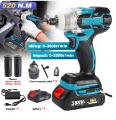 Cordless Electric Impact Wrench Brushless Electric Wrench Hand Drill Socket Power Tool