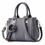 Embroidery Messenger Bags Women Leather Handbag Grey