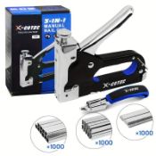 Heavy Duty Staple Gun Kit - 3 In 1 Versatile Stapler For Wood, Wall & Upholstery - 3000 Staples I...